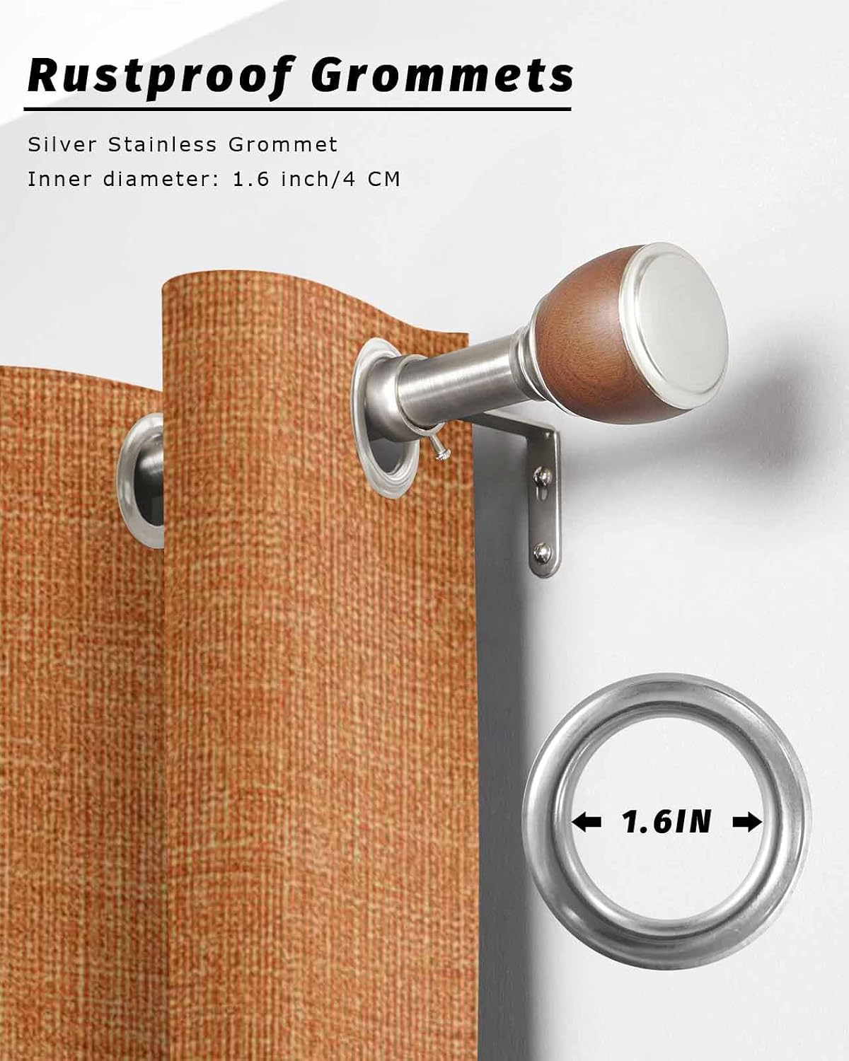 Outdoor Curtains for Patio Waterproof, Burnt Orange Burlap Texture Outdoor Blackout Curtains for Porch/Balcony/Gazebo, Farmhouse Vintage Orange Sun Blocking Privacy Curtain 108 Inch 2 Panels, 54"x108"