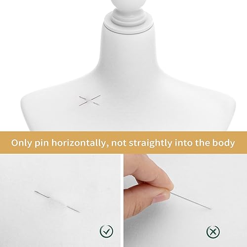 Miniatura 5 de Bonnlo Maniquí de costura, apto para clavar alfileres, para vestido de mujer, con base de trípode de madera., Blanco, 6