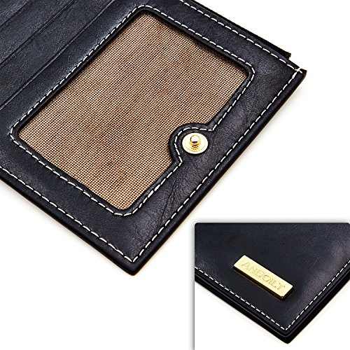 Image of ANDOILT Women's Genuine Leather Wallet RFID Blocking Credit Card Holder Zipper Purse Cell Phone Handbag