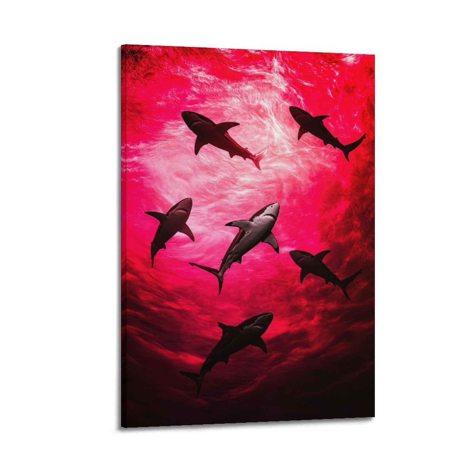 ZSZWHJ Animal Poster Shark Population Poster Decorative Painting Canvas Wall Posters And Art Picture Print Modern Family Bedroom Decor Posters 20x30inch(50x75cm)