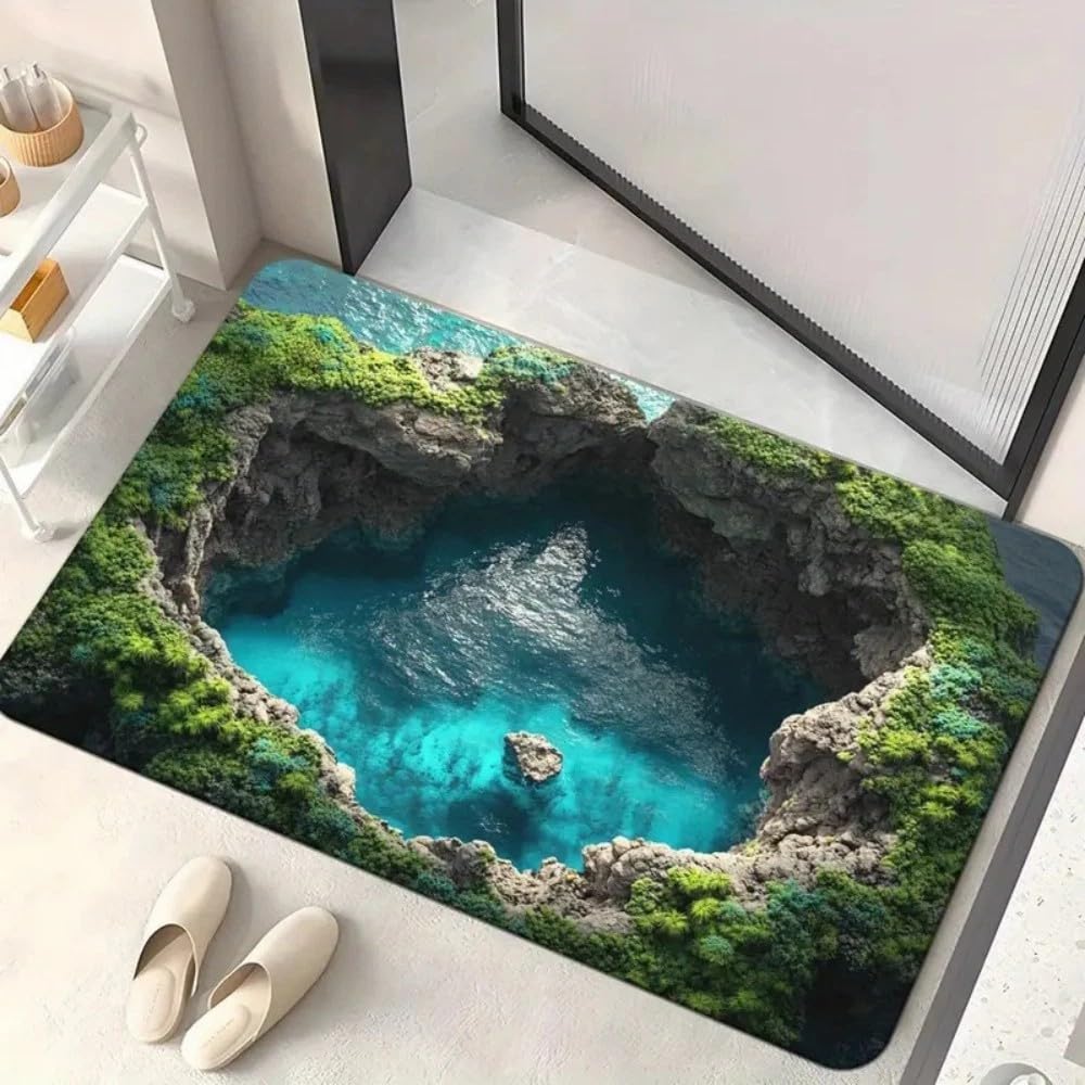 3D Optical Illusion Rug, Visual Illusion Endless Abyss Pattern HD Printed Non-Slip Doormat, 3D Optical Illusion Rug, Bottomless Hole Area Rugs, Abyss Carpet for Floor Door Mat, 60x90CM (3#)