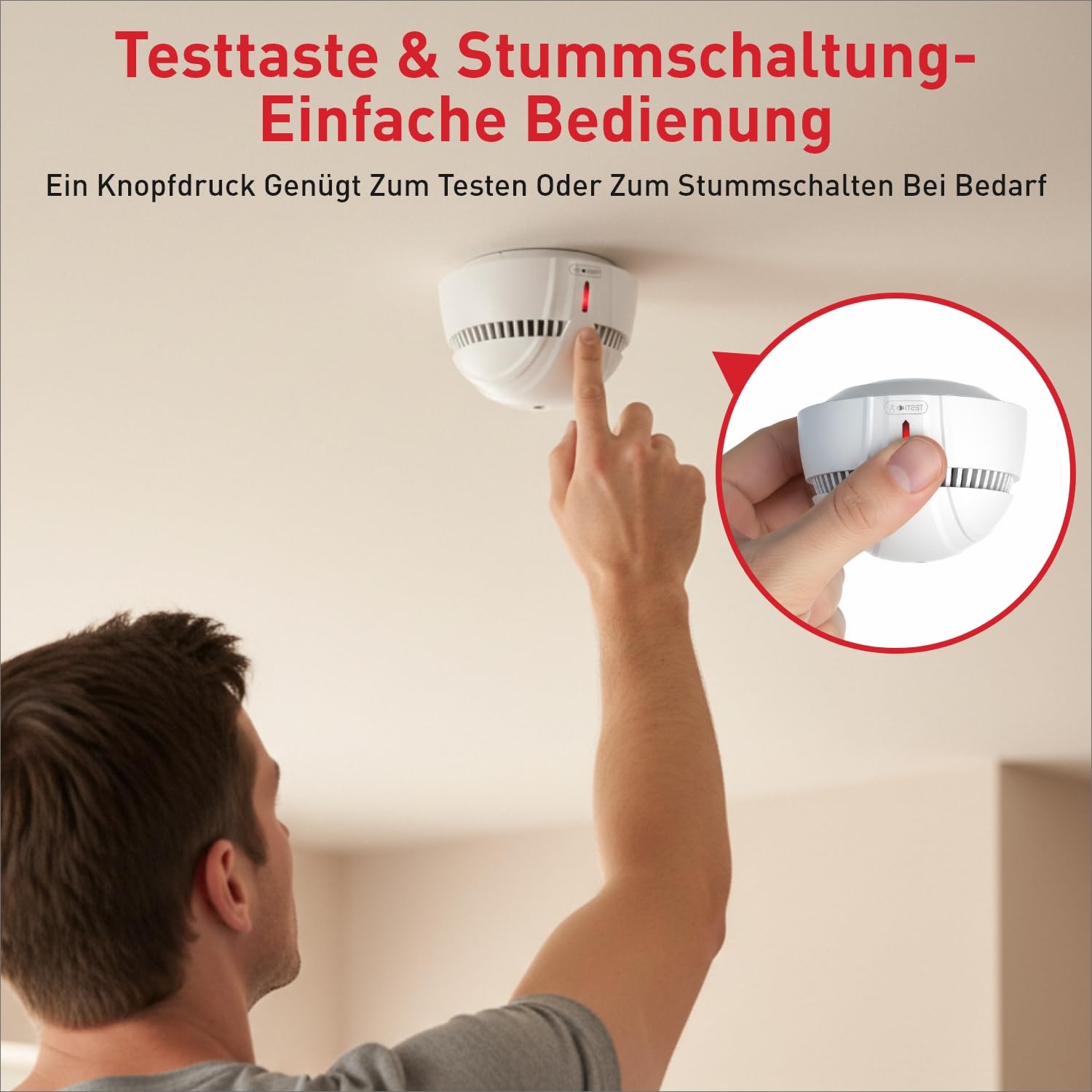 DAYTECH - Mini detector de humo con 10 años de batería, instalación fácil, alarma contra incendios, detector de humo sin perforación con soporte magnético, ideal para casa, apartamento y alquiler
