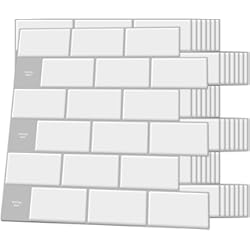 Panelar Paredes Cocina Art3d - Azulejos de cerámica autoadhesivos para azulejos, para cocina, paneles de pared 3D, color blanco con junta gris, 30 x 30 cm