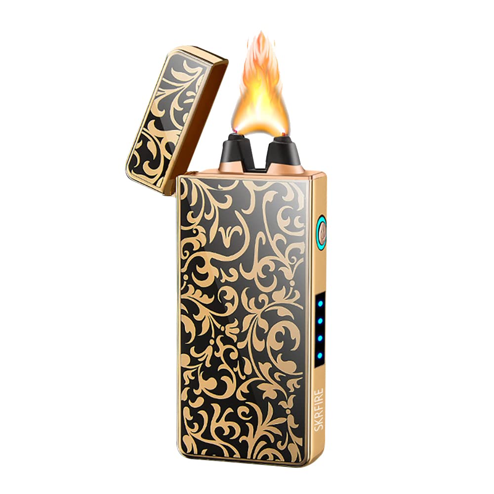 Skrfire Flower Arc Electric Lighter - Rechargeable Usb Plasma Lighter With Led Battery Indicator (Flower)