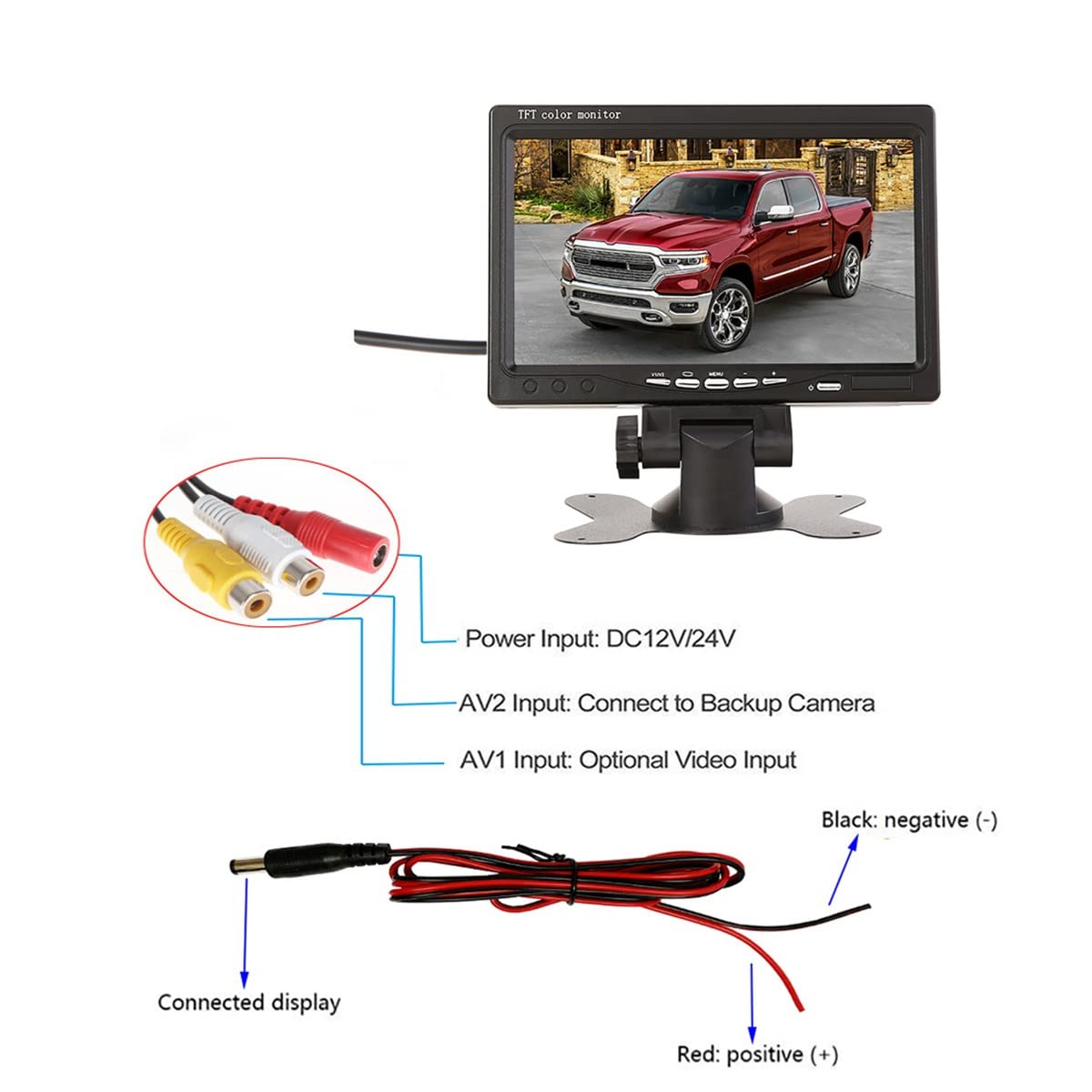 Monitor LCD HD da 12 V-24 V 7 TFT per auto CCTV