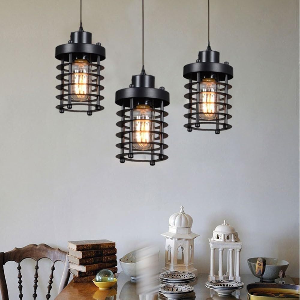 E27 pojedyncza głowica metalowa lampa wisząca, lampa sufitowa w stylu industrialnym, nowoczesna dekoracyjna oprawa oświetleniowa na wyspę kuchenną do jadalni przedpokoju