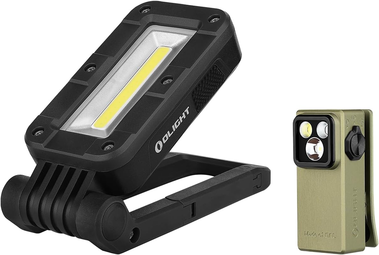 OLIGHT Swivel 400 Lumens LED Compact Rechargeable Magnetic COB Work Light and OLIGHT Oclip Ultra EDC Flashlight Clip-on Light, 530 Lumens Rechargeable with Type-C Charging