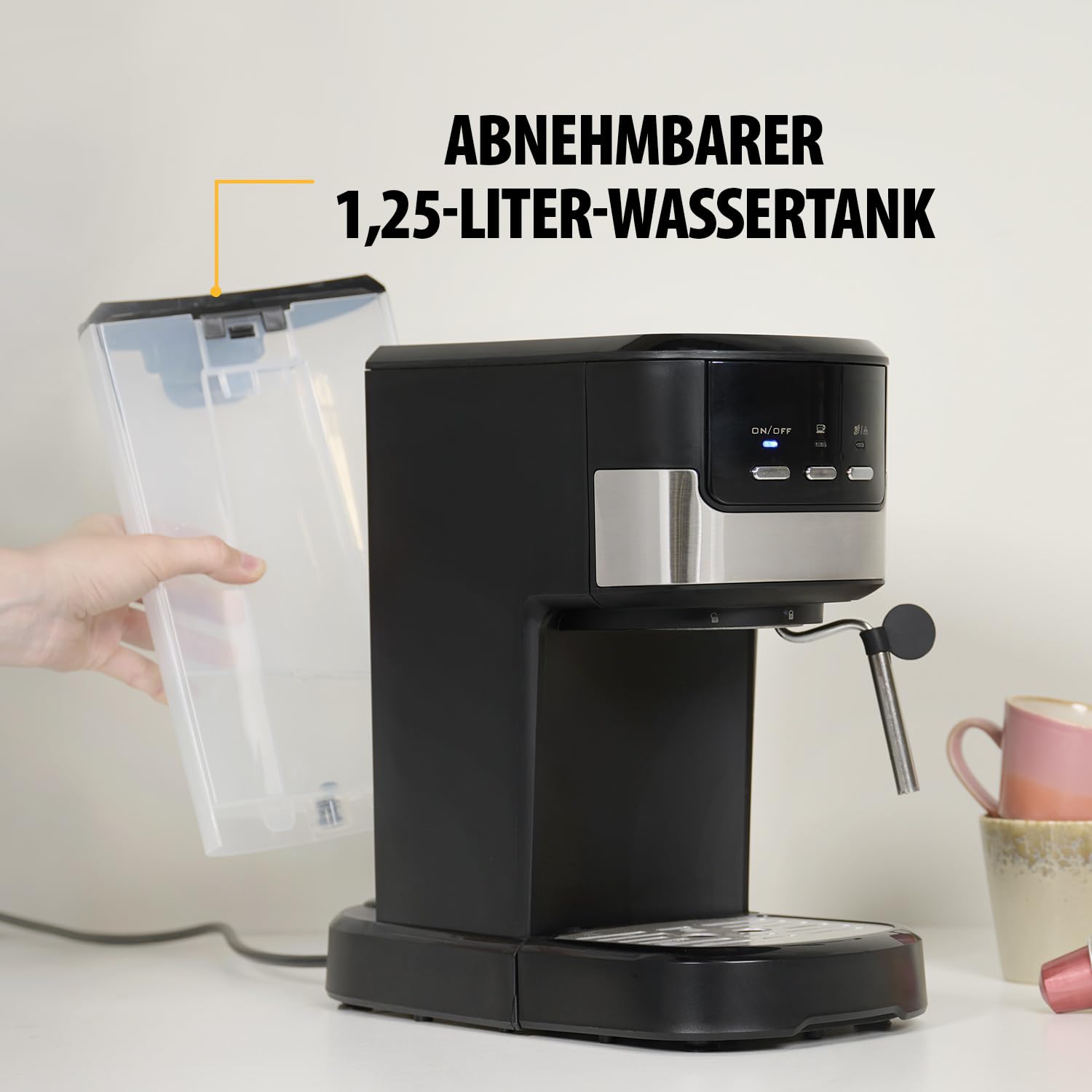 Tristar Espressomaschine | 2 Tassen gleichzeitig | Geeignet für Nespresso-Kapseln und gemahlenen Kaffee | Tassenwärmer | Spülmaschinenfest | 20 bar | 1100 W | CM-2278