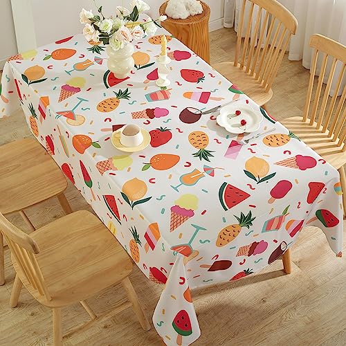 Summer Tablecloth Rectangle 60 x 102 Inch, Lemon Ice Cream Watermelon