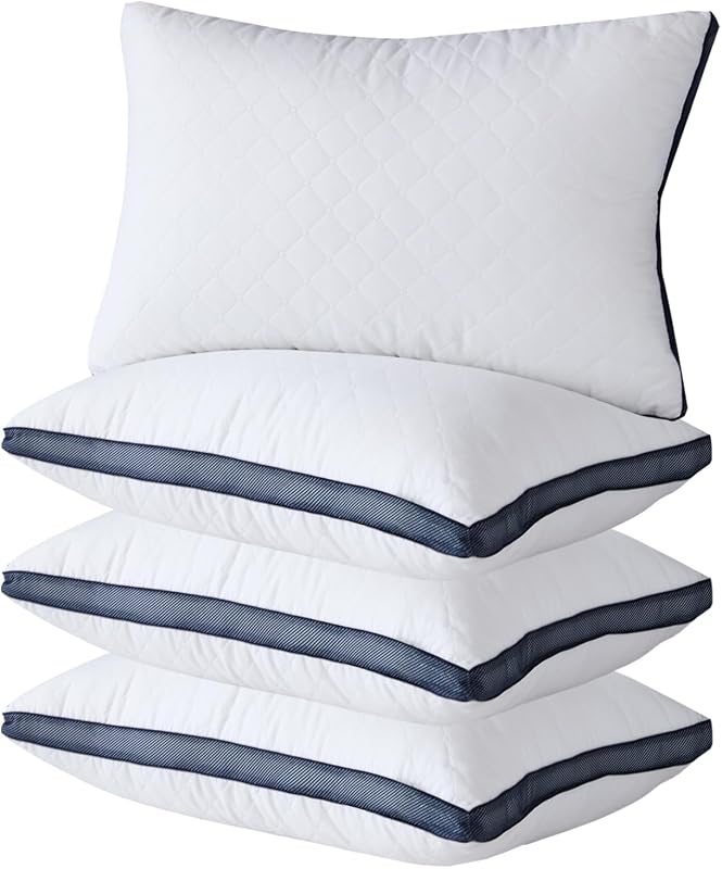 Meolaw Almohadas para dormir (paquete de 4), almohadas de hotel de lujo, tamaño estándar, juego de 4, almohadas de cama para dormir de lado y boca arriba (estándar)