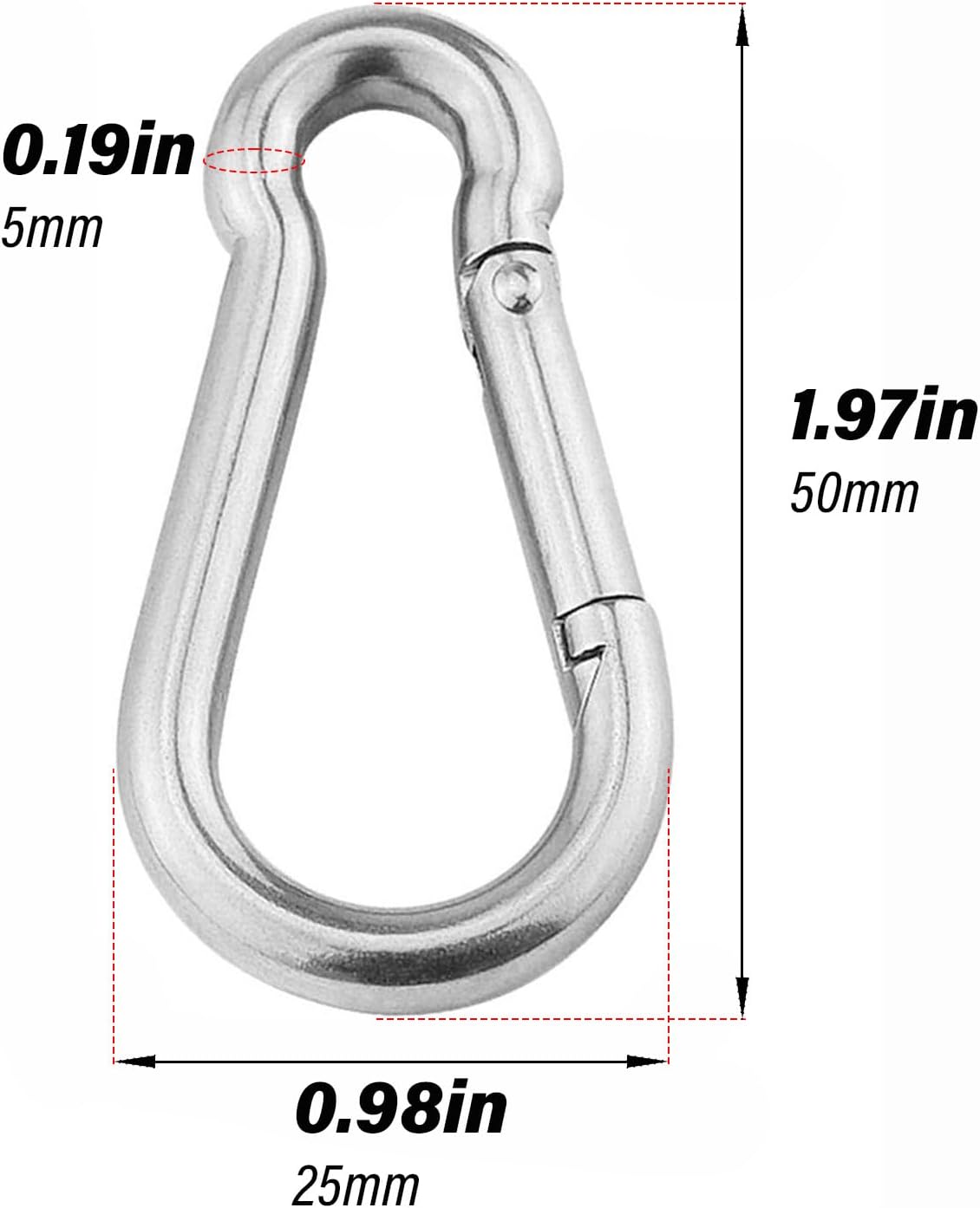 Spring Snap Hook Carabiner Keychain, Heavy Duty Steel Clip image 3