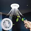 Socket Fan Light, Screw in Ceiling Fan Light Socket with Remote, LED Bulb Fan with 3 Speeds Timer, Quiet Light Socket Ceiling Fan for Kitchen Bathroom Garage Storage (23cm) [Energy Class A+]