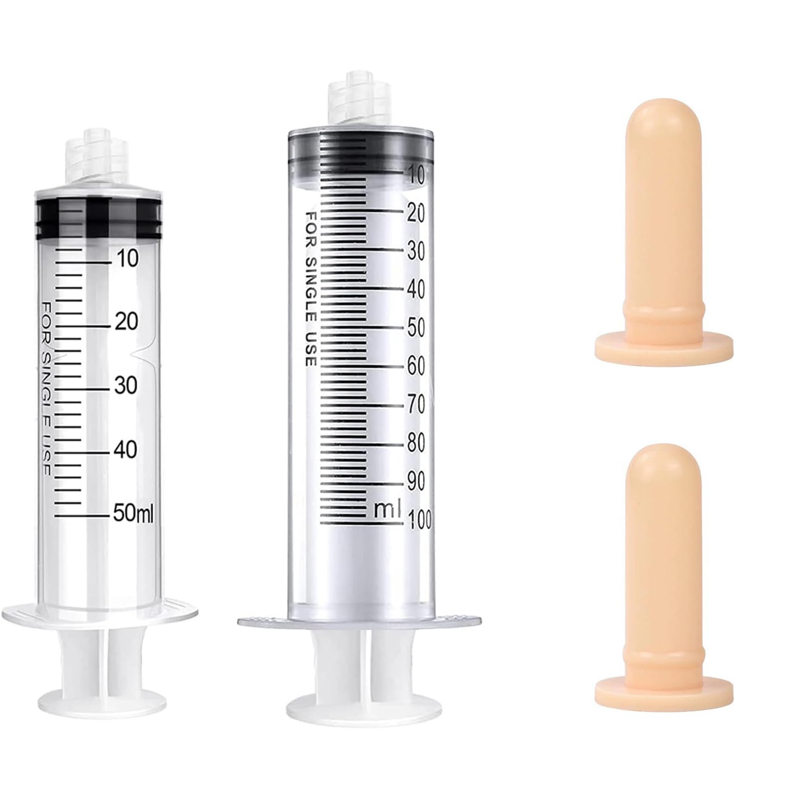 Pet Feeding Syringe with Nipple, Silicone Feeding Tools for Kitten Puppy Feeding Syringe for Newborn Cat Dog Small Animals Rabbits (50ml+100ml)