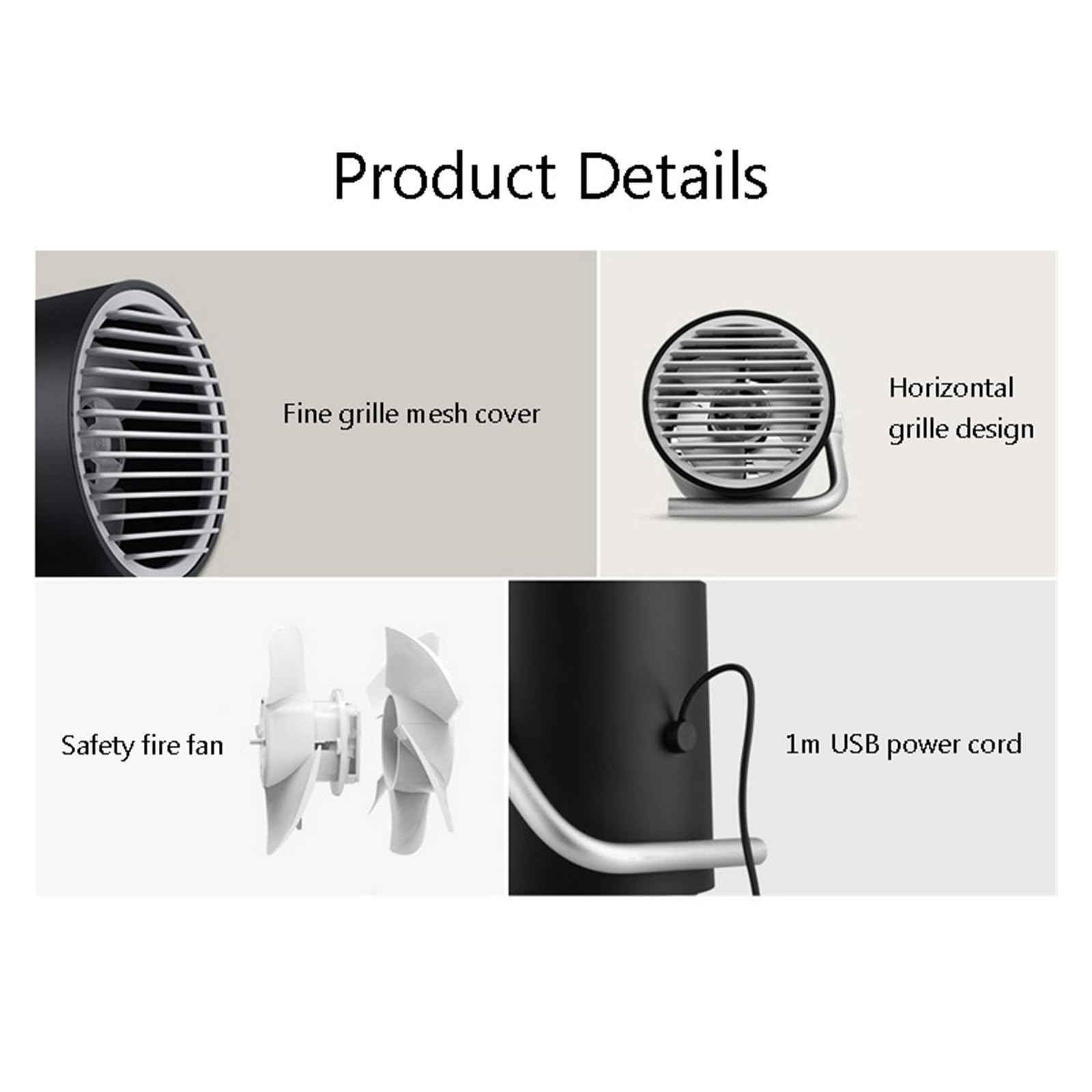 Przenośny Wentylator Chłodzący USB Mini Elektryczny Biurkowy Super Wyciszenie Na PC/laptop/Power Bank Letni Gadżet DC 5V Lekki(White Black Pink)