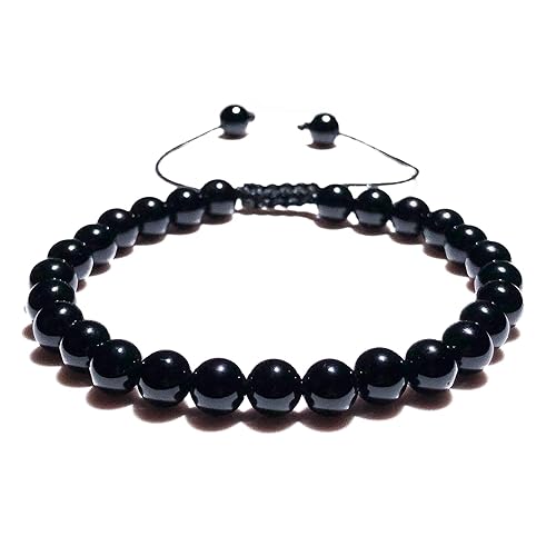 Triple Protection Bracelet for Women Amethyst Crystal Bracelet Handmade Crystal Beads Bracelet (6mm, Black Onyx)