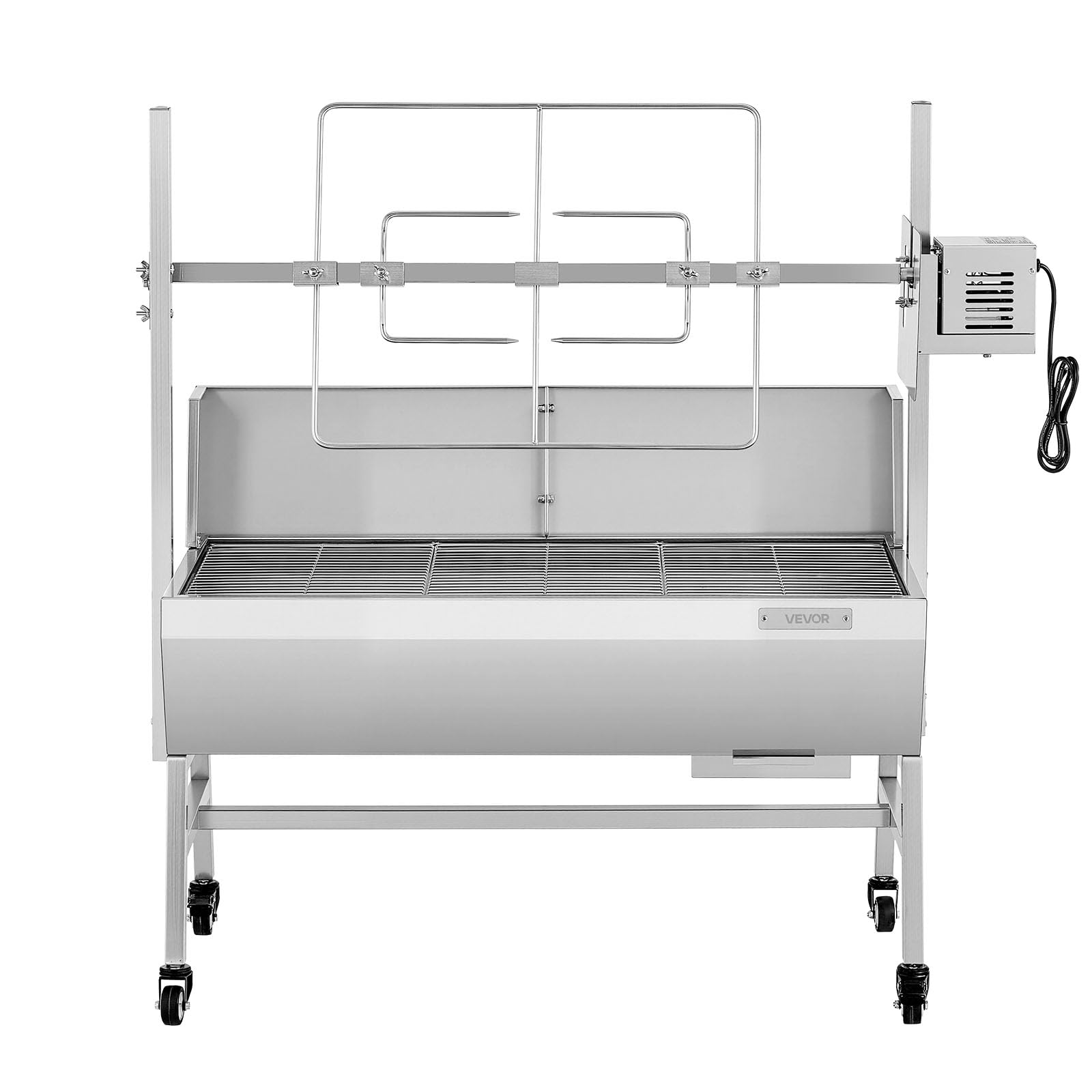 VEVOR Asador Giratorio Eléctrico 7 Niveles de Altura, Capacidad de Carga de 60 kg (37in, Modelo con deflector)
