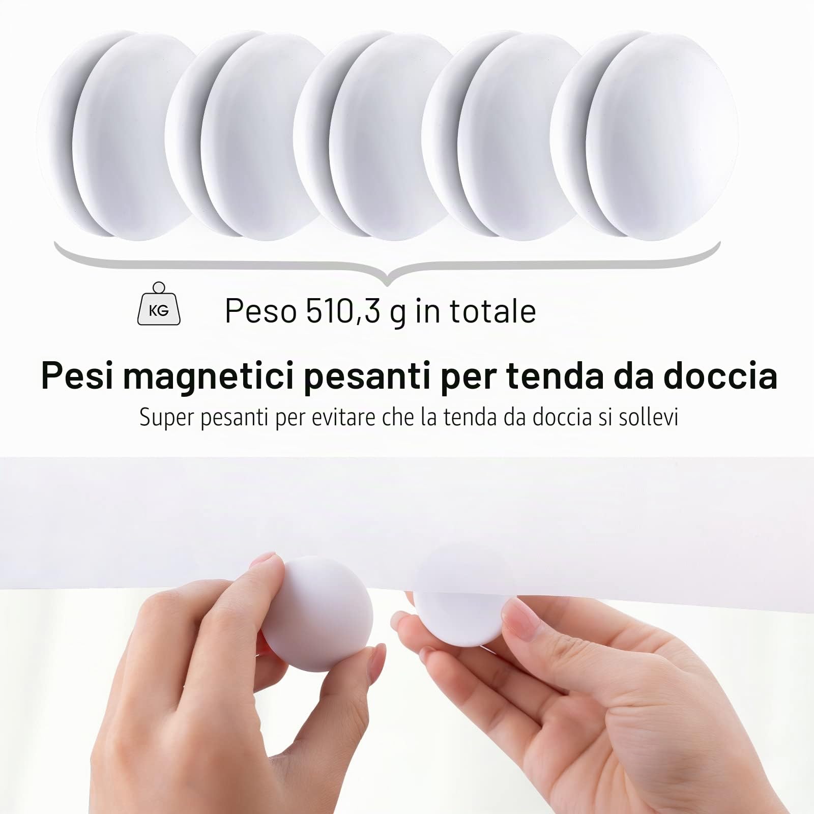 Pesi per tenda da doccia, magneti per tenda da doccia in silicone, resistenti e non arrugginiscono, impediscono alla tenda della doccia di soffiare per tende da finestra, pesi per tovaglia