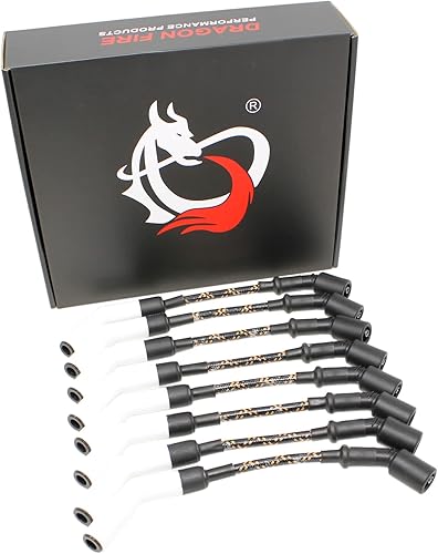 DRAGON FIRE PERFORMANCE - Juego de cables trenzados de tela vintage de cerámica blanca, repuesto compatible con Buick Chevy Cadillac LS V8 1999-2019