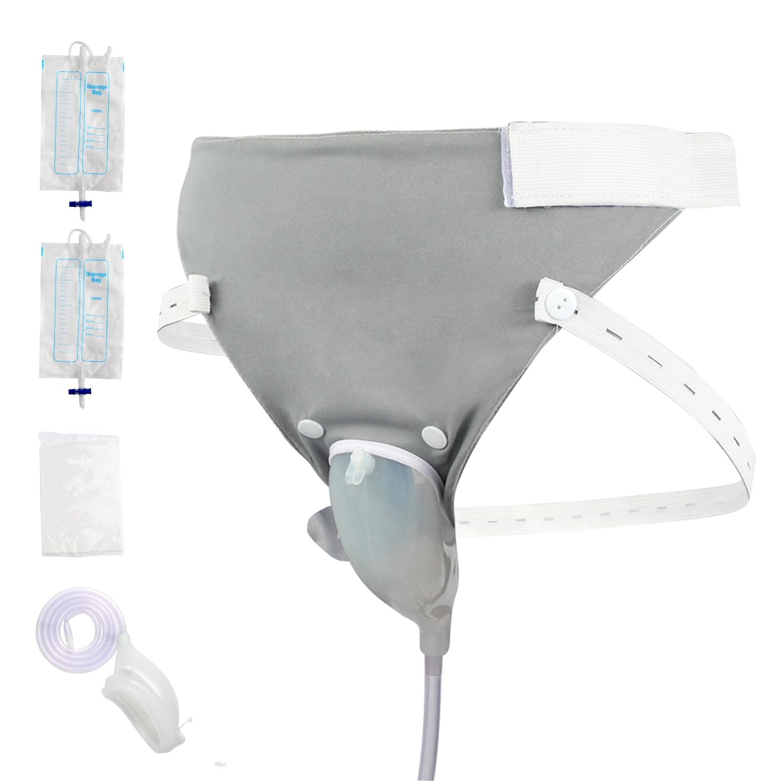 Urinbeutel,Urin Sammlung Tasche,Kondom Katheter,Urinalkondom,Wiederverwendbare tragbare Silikon Urinal mit 2 Urin Katheter Taschen,Urinbeutel 2000ml,1000ml,Inkontinenz Pants,Urinierhilfe