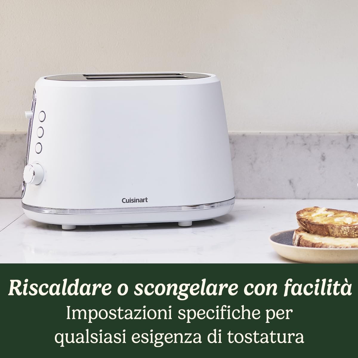 Cuisinart Tostapane a 2 fette | Fessure larghe, ideali per pane spesso e bagel | Leva di sollevamento alta | 7 livelli di doratura più scongelamento | Bollitore abbinato disponibile | Bianco