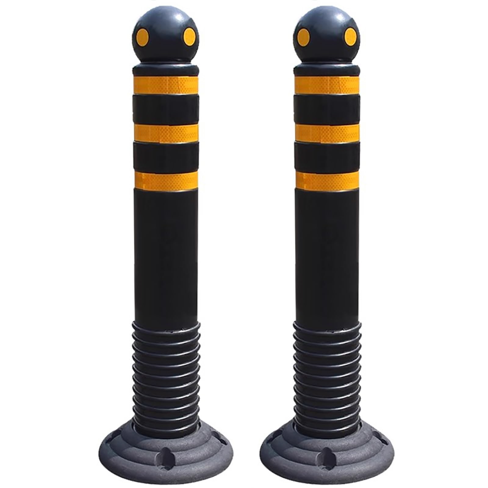 GHKryD safety bollard post, Safety Barrier Bollard for Driveways, Rubber Parking Bollards for Driveway(Yellow,2pcs)