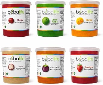Bobalife Cherry Popping Boba Pearls 600g – Fruit Juice Filled Bubble Tea Pearls, Boba Topping for Drinks, Desserts, Cocktails & Slush – Vegan & Gluten Free