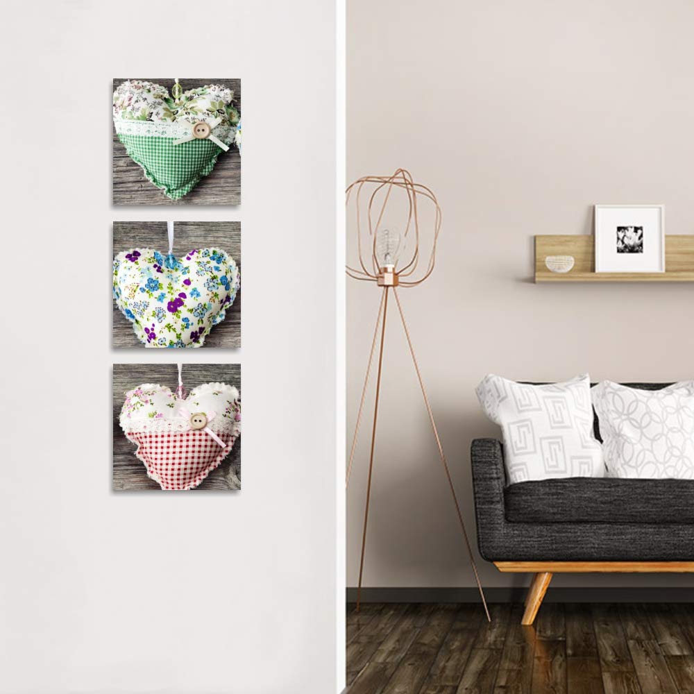 Quadri L&C ITALIA Quadri Shabby Chic Moderni Soggiorno Camera da Letto 25x25 Stampa su Tela Quadretti Cucina Bagno Ufficio, Tris Fiori Shabby Chic 1