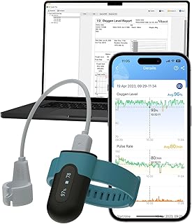 Vibeat Wrist Blood Oxygen Monitor OxyU - Continuous O2 & Heart Rate Tracking with Finger Sensor, Bluetooth Pulse Oximeter with Real-Time Notification, Free App & PC Report