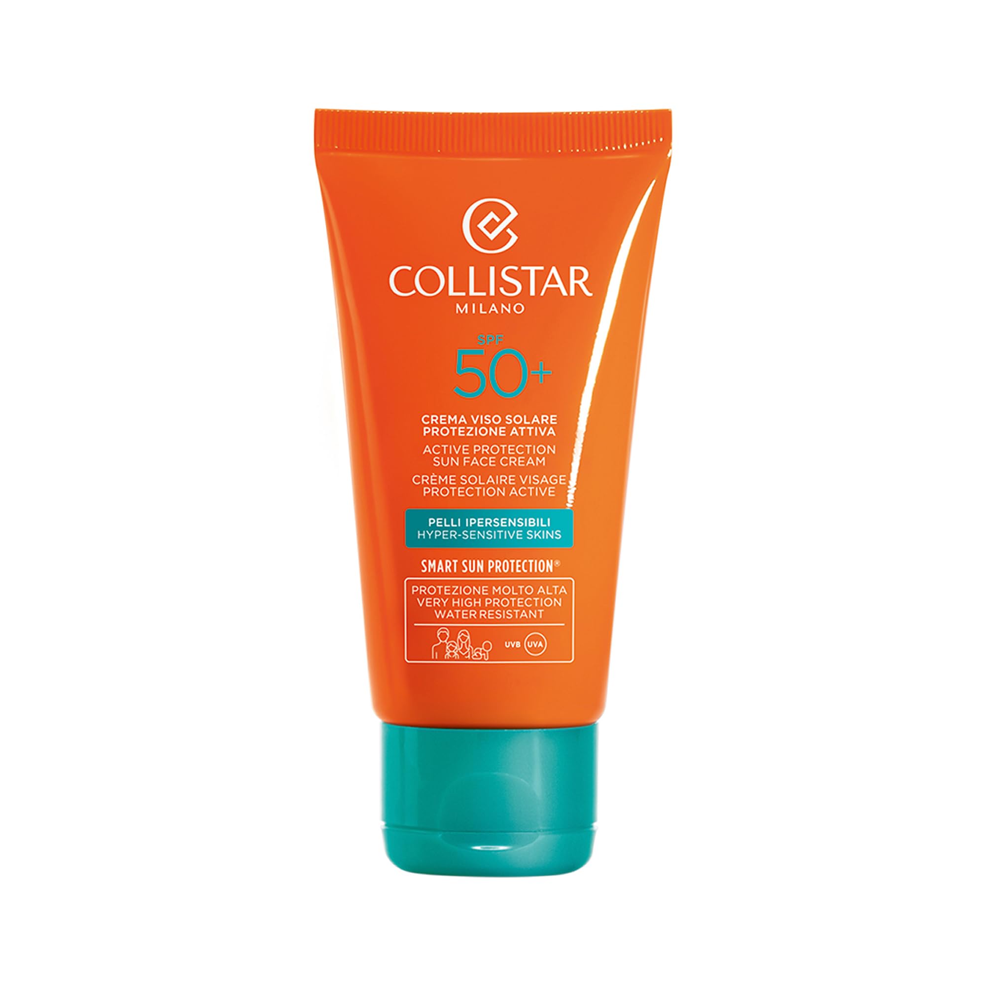 Collistar Gesichtscreme mit aktivem Sonnenschutz LSF50+ für überempfindliche Haut, Vorbeugung von Falten und Sonnenflecken, auch optimal für Brust, Dekolleté und Hände, ohne Silikonen und Nickel,50ml