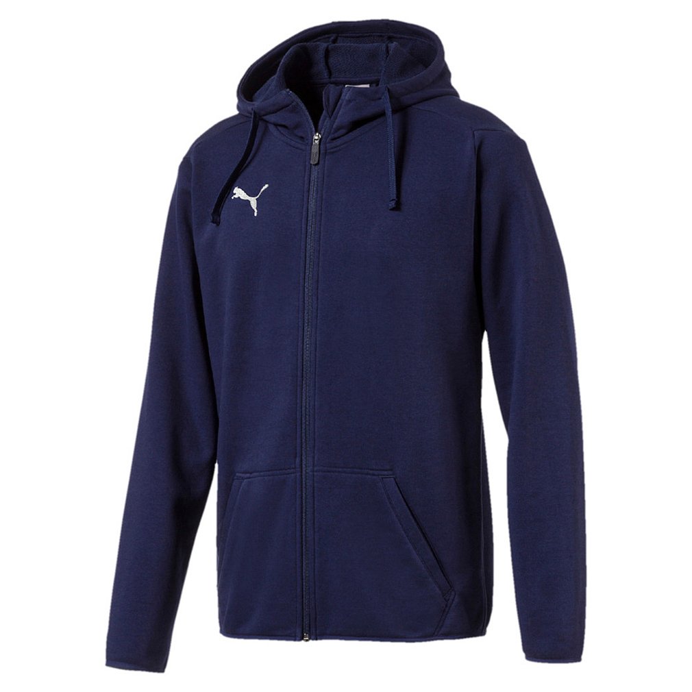 PUMA Herren LIGA Casual Hoody Jacket Jacke, Peacoat-Puma White, XXL