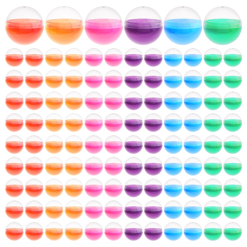 DICOSMETIC 150Pcs Empty Vending Machine Capsules Plastic Round Small Capsules 50mm Diameter 46mm Inner Diameter Colorful Gumball Machines Balls for Candy Surprise Gifts, Colorful Translucent