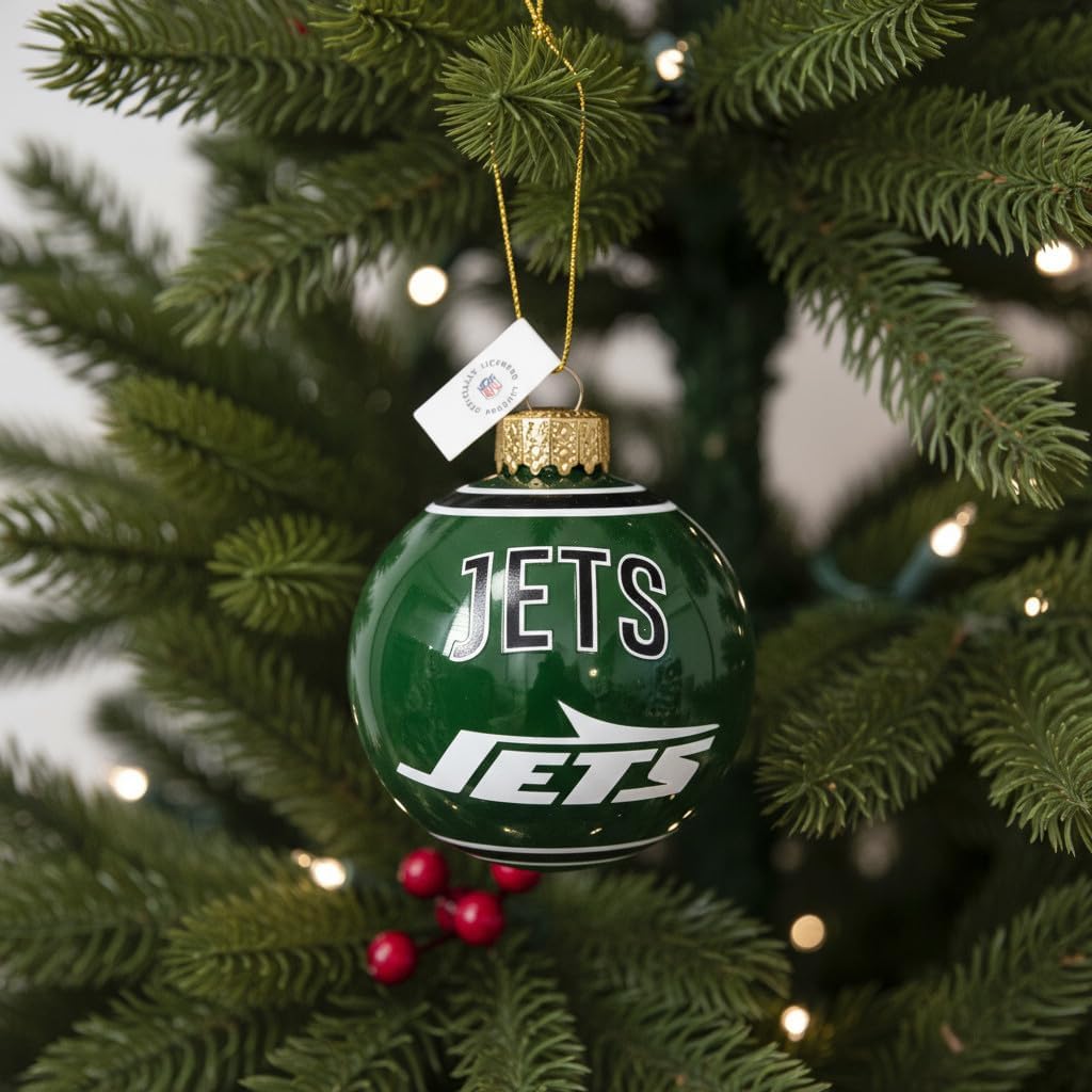 FOCO NFL Glass Ball Ornament - Limited Edition Christmas Ball Ornament - Show Your Team Spirit with Officially Licensed Fan Gear (New York Jets) - Image 3