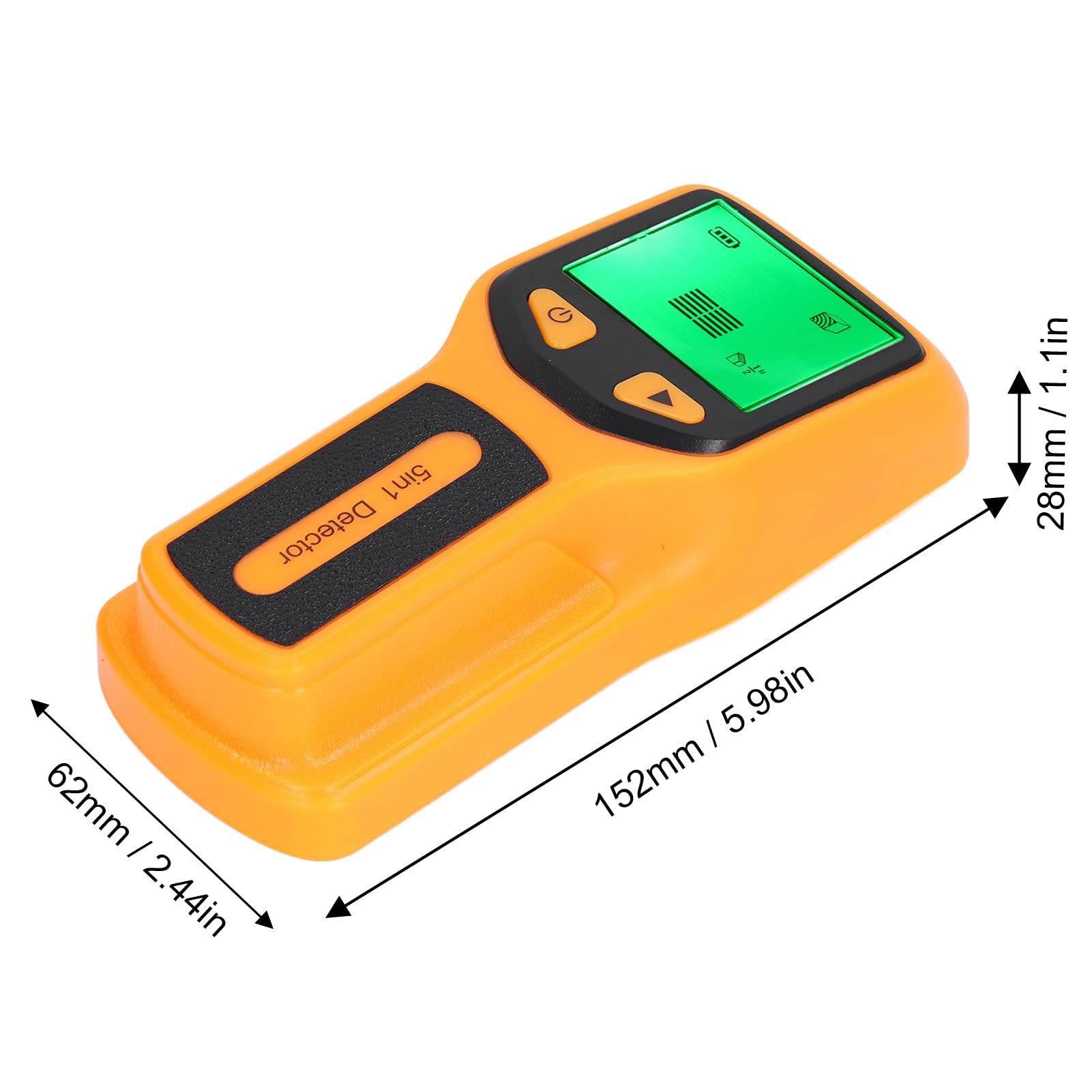 SIXRUN Détecteur de Montants 5 en 1, Scanner Mural électronique pour Bois Métal, avec écran LCD et Alarme Sonore pour Détection de Câbles AC, Tuyaux, Poutres et Solives (YELLOW)