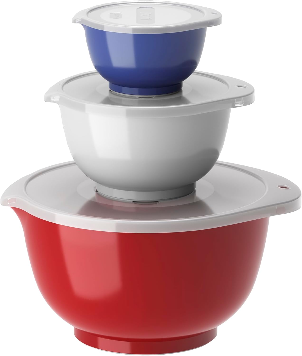 Rosti Margrethe Mixing Bowl Set 6-Piece 0.25 + 0.75 + 3 Litre French Set Red/White/Blue