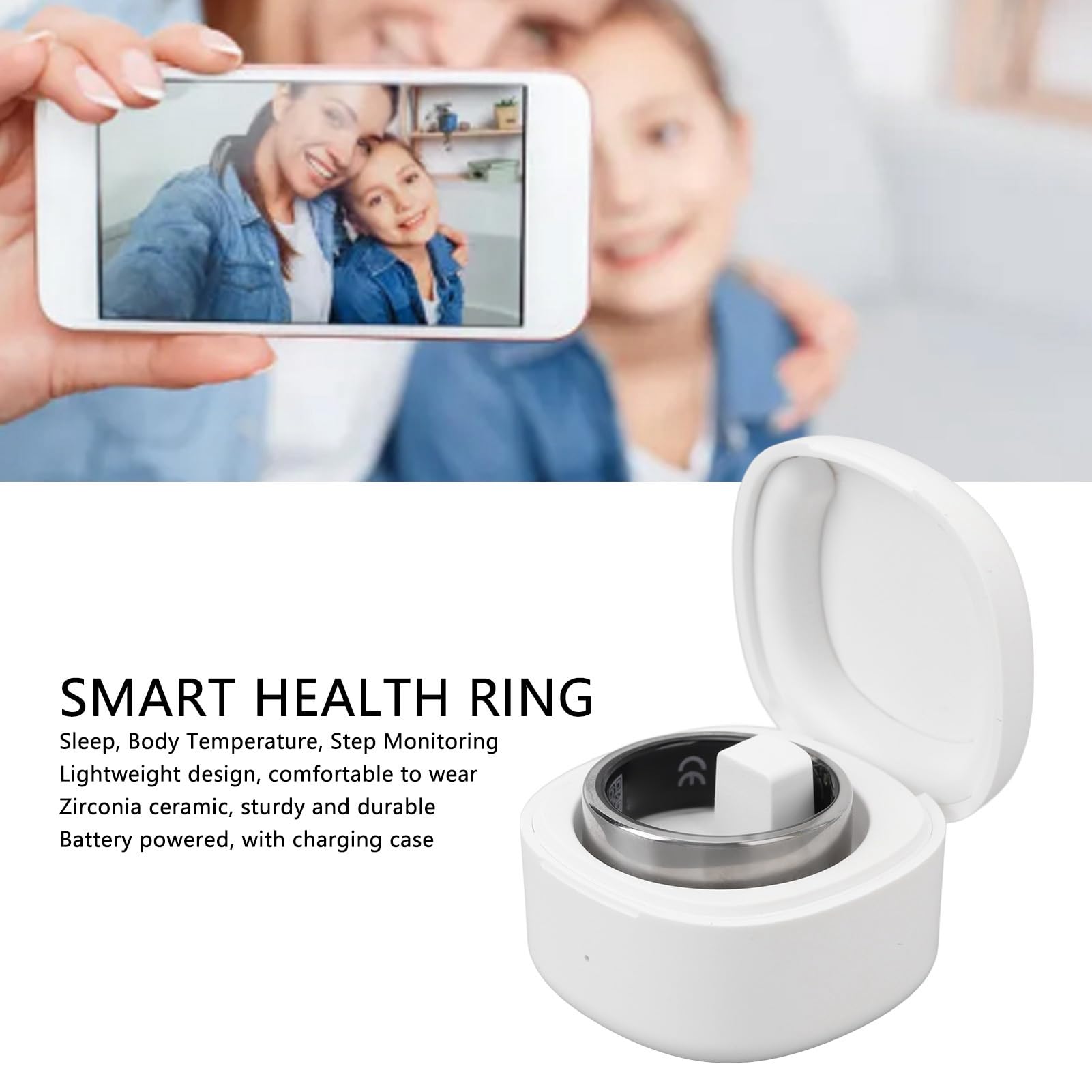 Fdit Moniteur Annulaire Intelligent élégant en Acier Inoxydable pour Le Suivi de la santé, Conception Légère et, adapté à Toutes Les Tailles de Doigts, Idéal pour Les