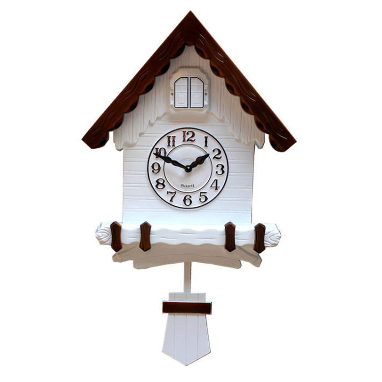 YfainiooCuckoo Pendulum Wall Clock, Nordic Modern Design with House Shape Clock, Battery Operated, Wall Colck Decorative,White