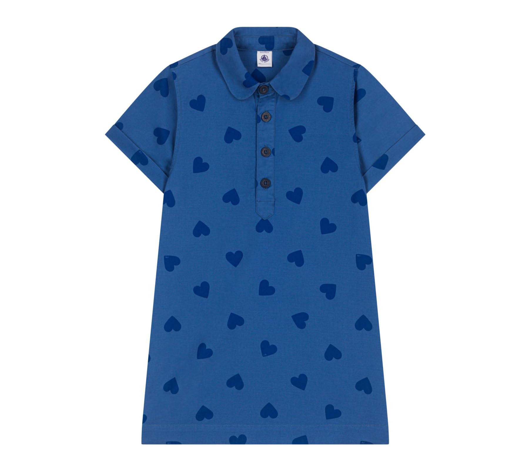 Petit Bateau Girl's A0cnn Short Sleeve Dress, Dark Alaska/Medieval, 10 years