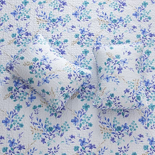 Great Bay Home April Morning Collection 3 Piece Quilt Set With Shams. Reversible Floral Bedspread Coverlet. Machine Washable. (Full / Queen, Multi) #TOP6