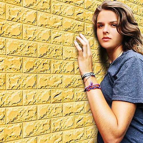3D Brick Wall Stickers, Yellow Brick Pattern Wall Stickers, Self- Adhesive Wallpaper for Living Room Bedroom, 60 * 60CM by YTAT