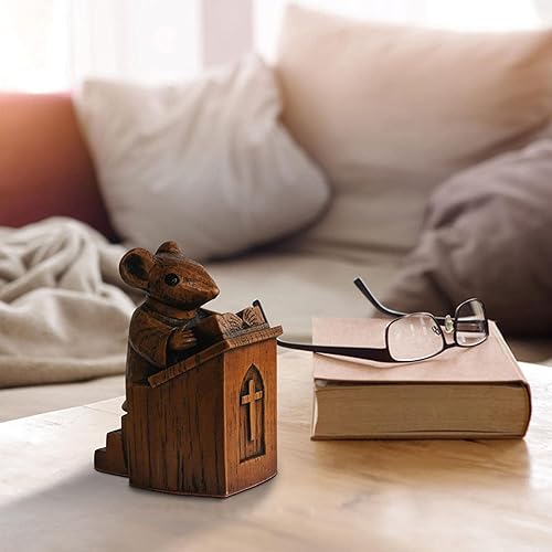 Miniatura 3 de Estatua de resina de ratón de iglesia  El vicario en el púlpito, escultura de resina de ratón de iglesia, adorno de rata en el púlpito escultura de