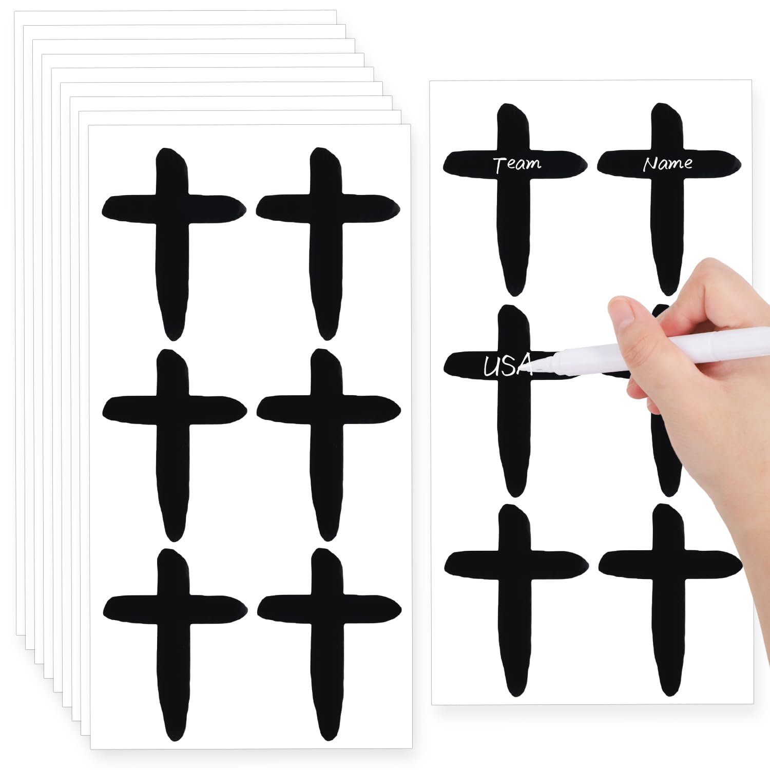 60pcs Cross Eye Black Stickers, Custom Eye Black Stickers Long-Lasting Sports Eye Black Strips Eyeblack Stickers for Christian Athletes Football Baseball Themed Party Supplies