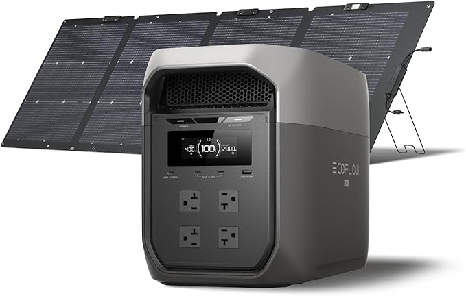 EF ECOFLOW 220Watt Bifacial Foldable Solar Panel, Complete with Adjustable Kickstand, Waterproof IP68 & Durable for Off The Grid Living