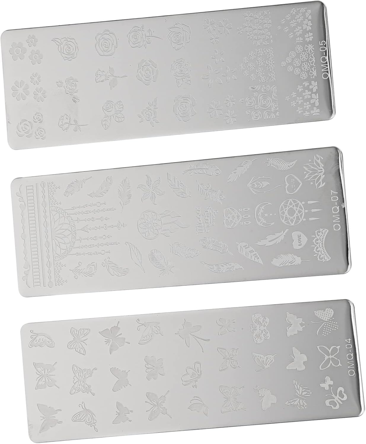 Beatifufu 3Pcs Nail Print Template Nails Stencil Tool Nail Stamper Templates Nail Stencils Nail Stamp Kit Nail Set Kit Manicure Kit Unique Nail Stamper Templates Nail Stamping Stamper