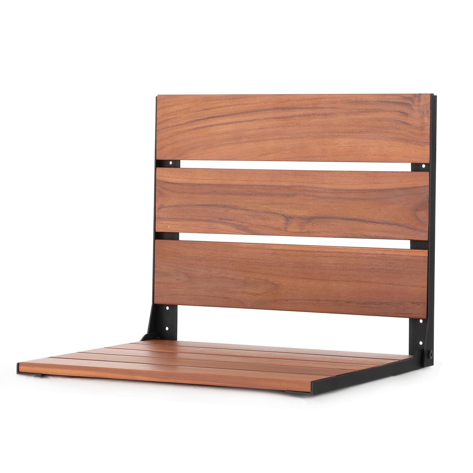 EROMMY Folding Shower Seat, 17.8" Wall Mounted Teak Shower Bench, Foldable Shower Chair for Inside Shower, Home Care Bathroom Safety Shower Chair for Elderly and Disabled, 400 lbs Capacity