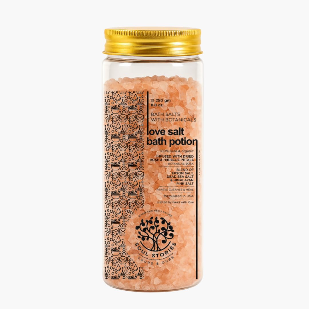 Soul Stories Love Salt Bath Potion for Stress Relief, Muscle Relaxation & Skin Rejuvenation | 100% Pure, Natural & Mineral-Rich | Soothes Anxiety, Detoxifies & Enhances Bath Experience | 250gm-image-6