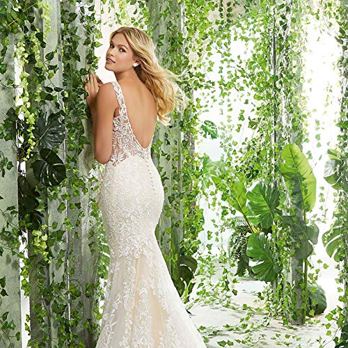 Eladeco 12 Strands Artificial Ivy Fake Vines Plants Hanging Garland For Home Kitchen Garden Wall Wedding Party Decoration, 84 Ft, Green #TOP5