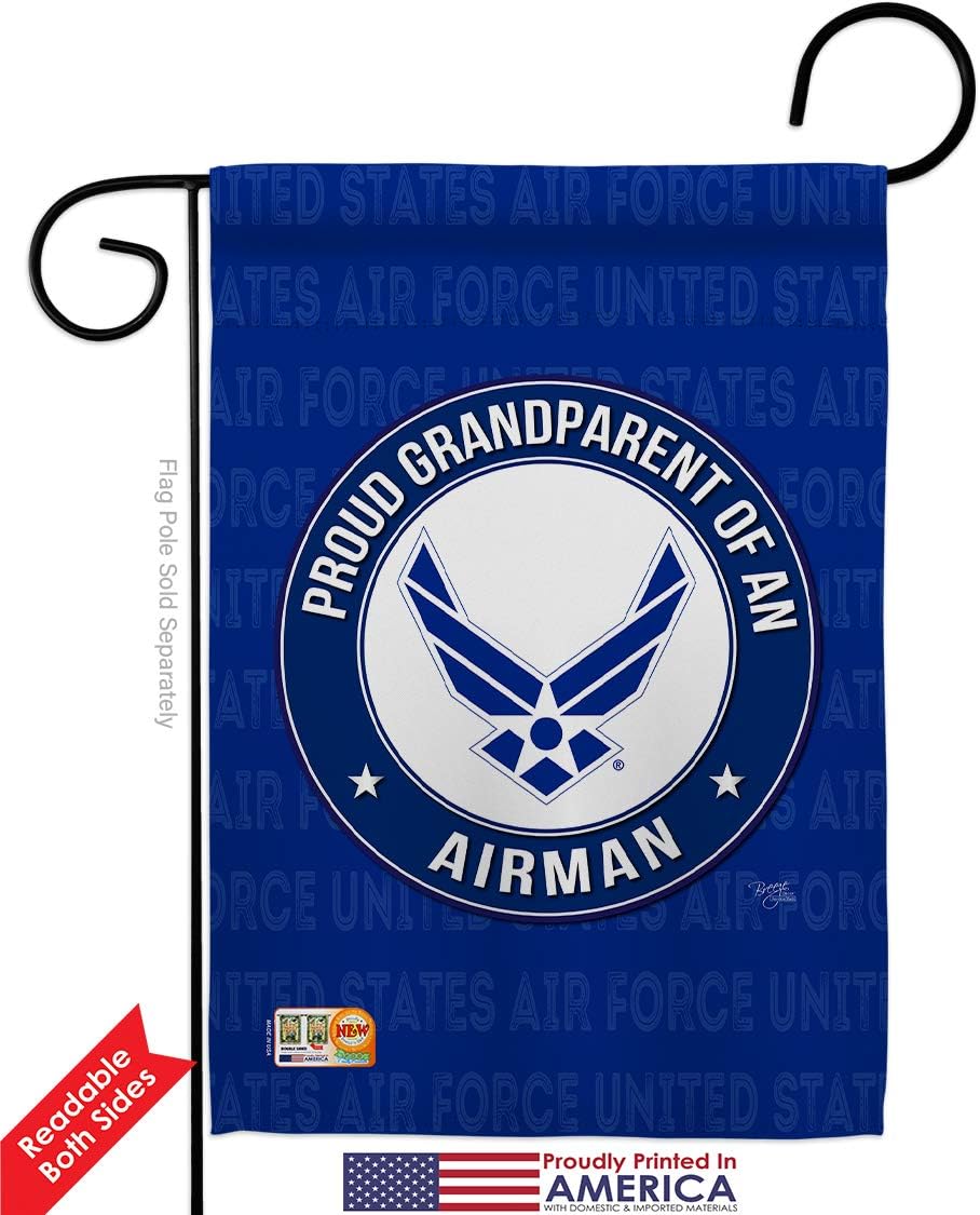 Air Force Proud Grandparent Airman Garden Flag Armed Forces USAF United State American Military Veteran Retire Official Small Decorative Gift Yard House Banner Double-Sided Made In USA 13 X 18.5