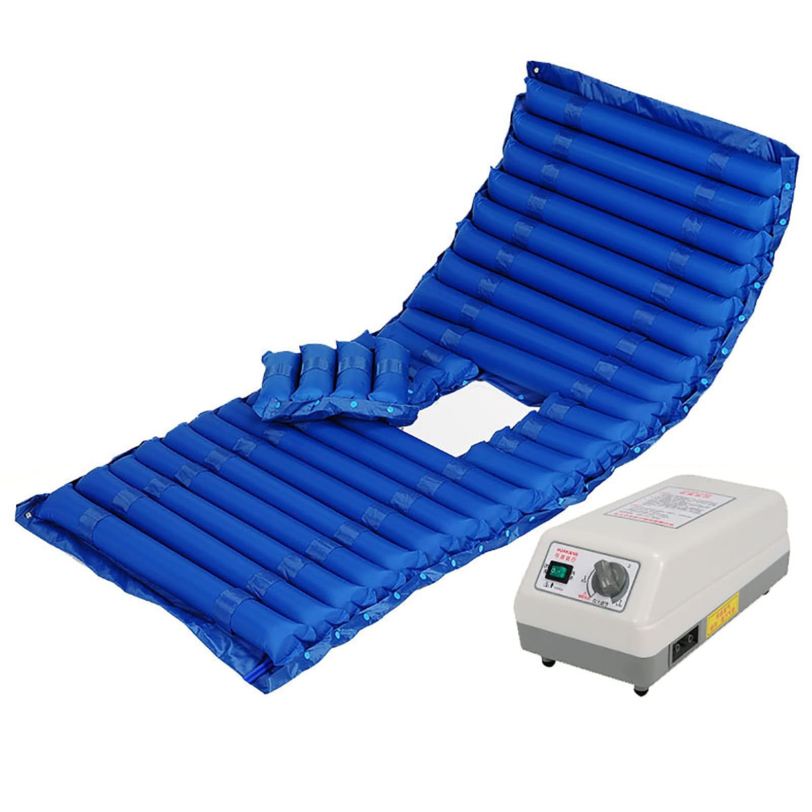 Protector de colchón antiescaras, con Bomba de Aire, colchón Inflable de Burbujas alternas con Bomba Ajustable para úlceras por presión y escaras.