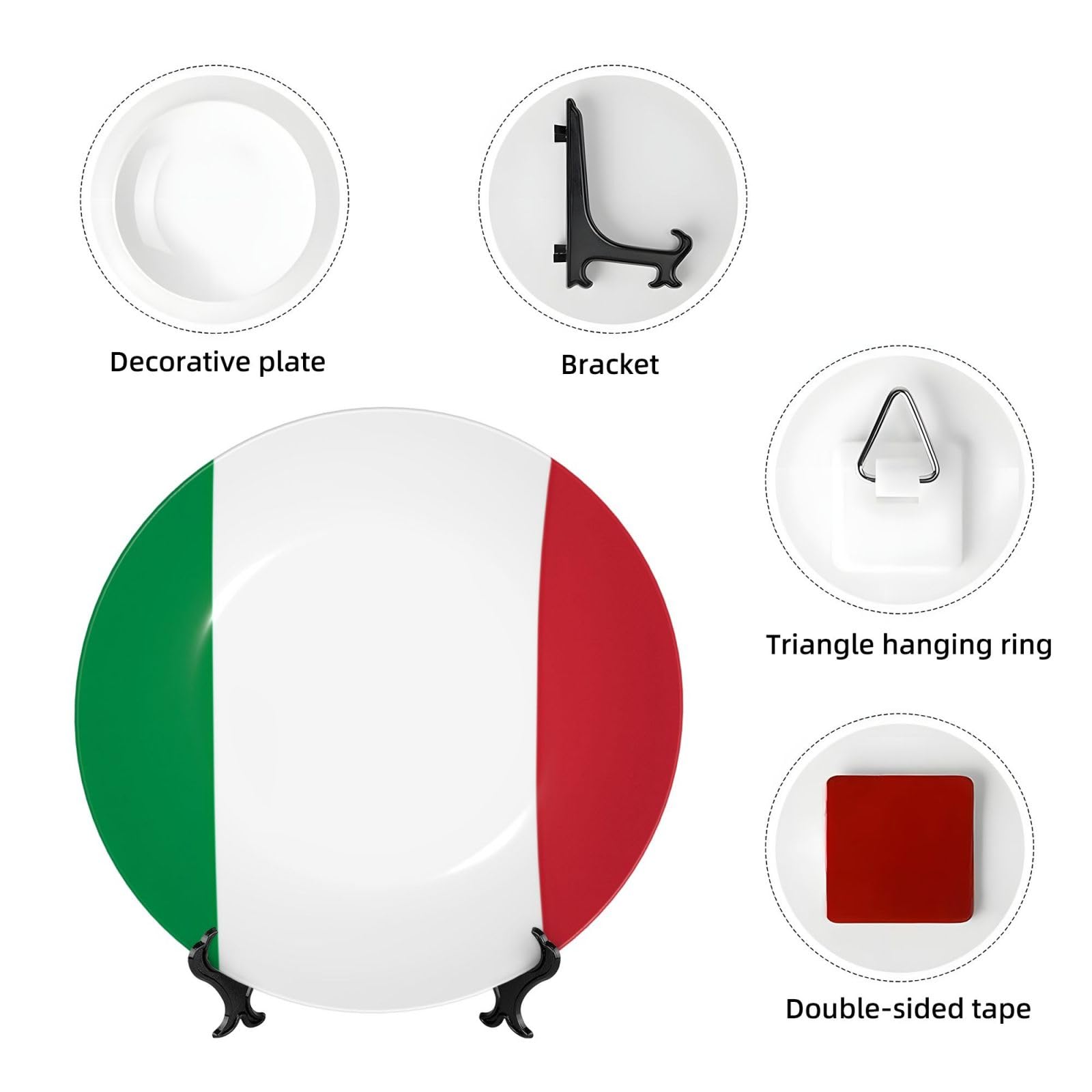Bandeja con estampado de bandera italiana en porcelana de hueso de alta calidad para decoración de habitaciones