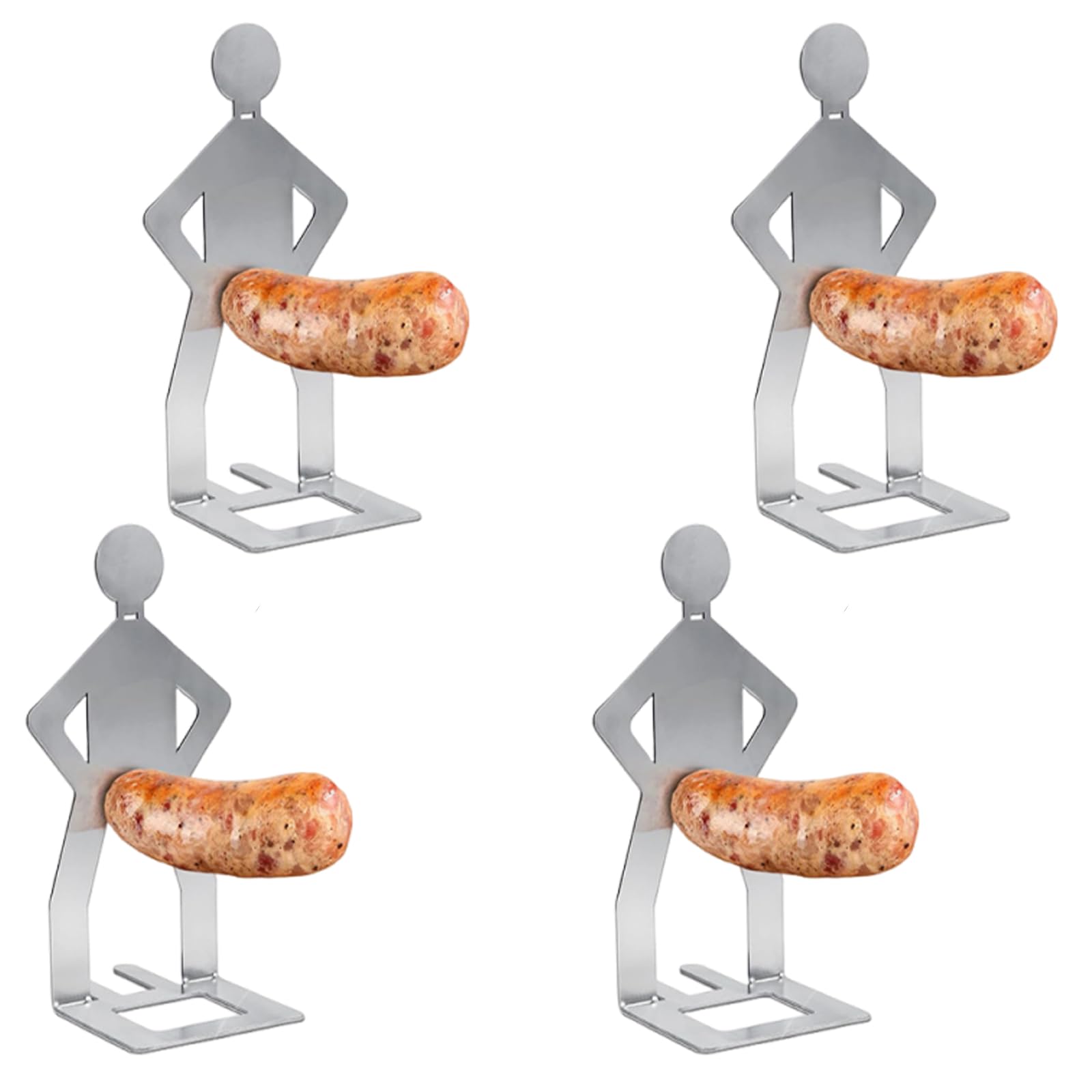 4 Pezzi Divertenti Porta Hot Dog, Supporto for Salsicce da Barbecue in Acciaio Inossidabile, Creativo in Piedi a Forma di Uomo per Salsicce, Accessori per Barbecue Portatili e Innovativi